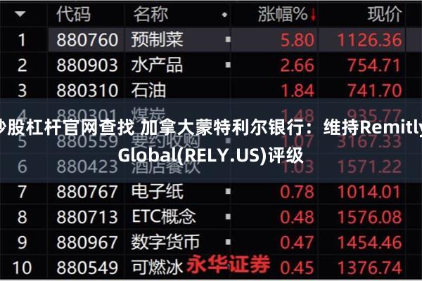 炒股杠杆官网查找 加拿大蒙特利尔银行：维持Remitly Global(RELY.US)评级