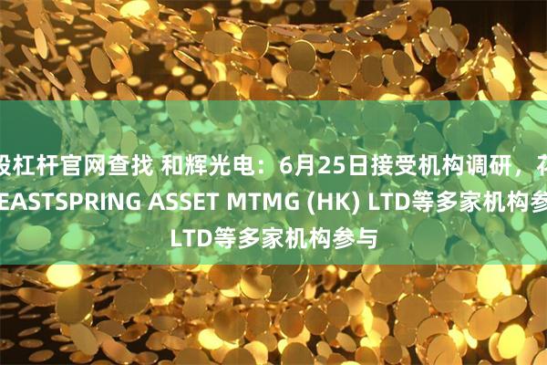 炒股杠杆官网查找 和辉光电：6月25日接受机构调研，花旗、EASTSPRING ASSET MTMG (HK) LTD等多家机构参与