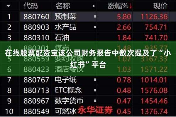 在线股票配资宝该公司财务报告中数次提及了“小红书”平台